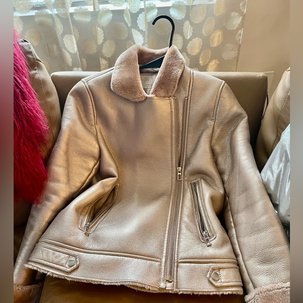Girls size 11-12 Zara Metallic Gold Jacket